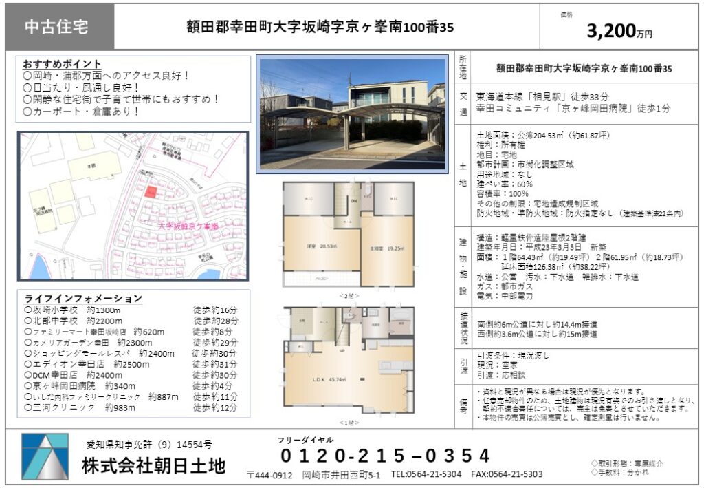 【売地】幸田町大字坂崎 3,200万円